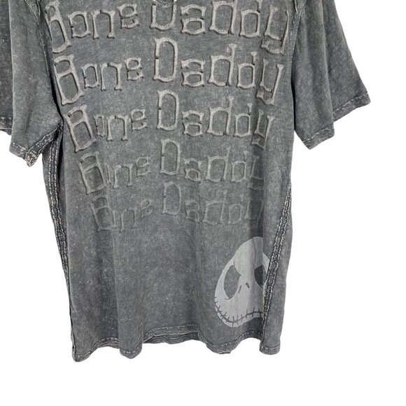 Nightmare Before Christmas Bone Daddy Graphic Tee Distressed Gothic V Neck L - Picture 3 of 5